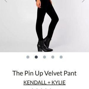 Kendall & Kylie Black Velvet Pin Up Pant, Black, Sz 30